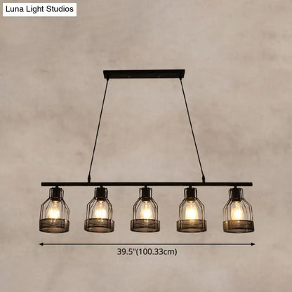 Industrial black metal bar chandelier bird cage kitchen island light