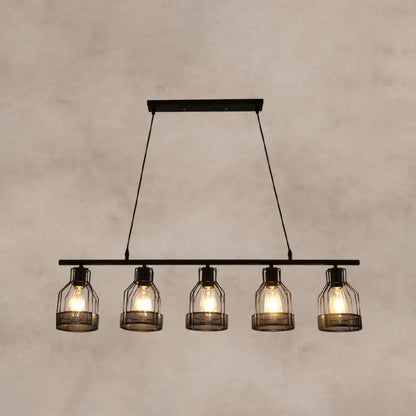 Industrial black metal bar chandelier bird cage kitchen island light