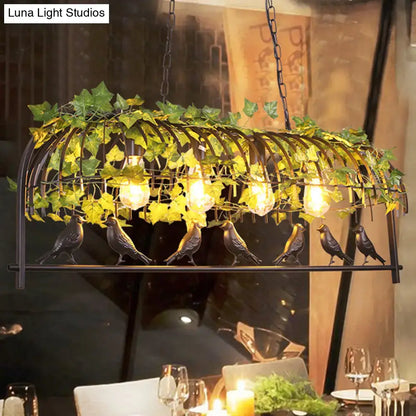 Industrial black metal bird cage dining room ceiling light