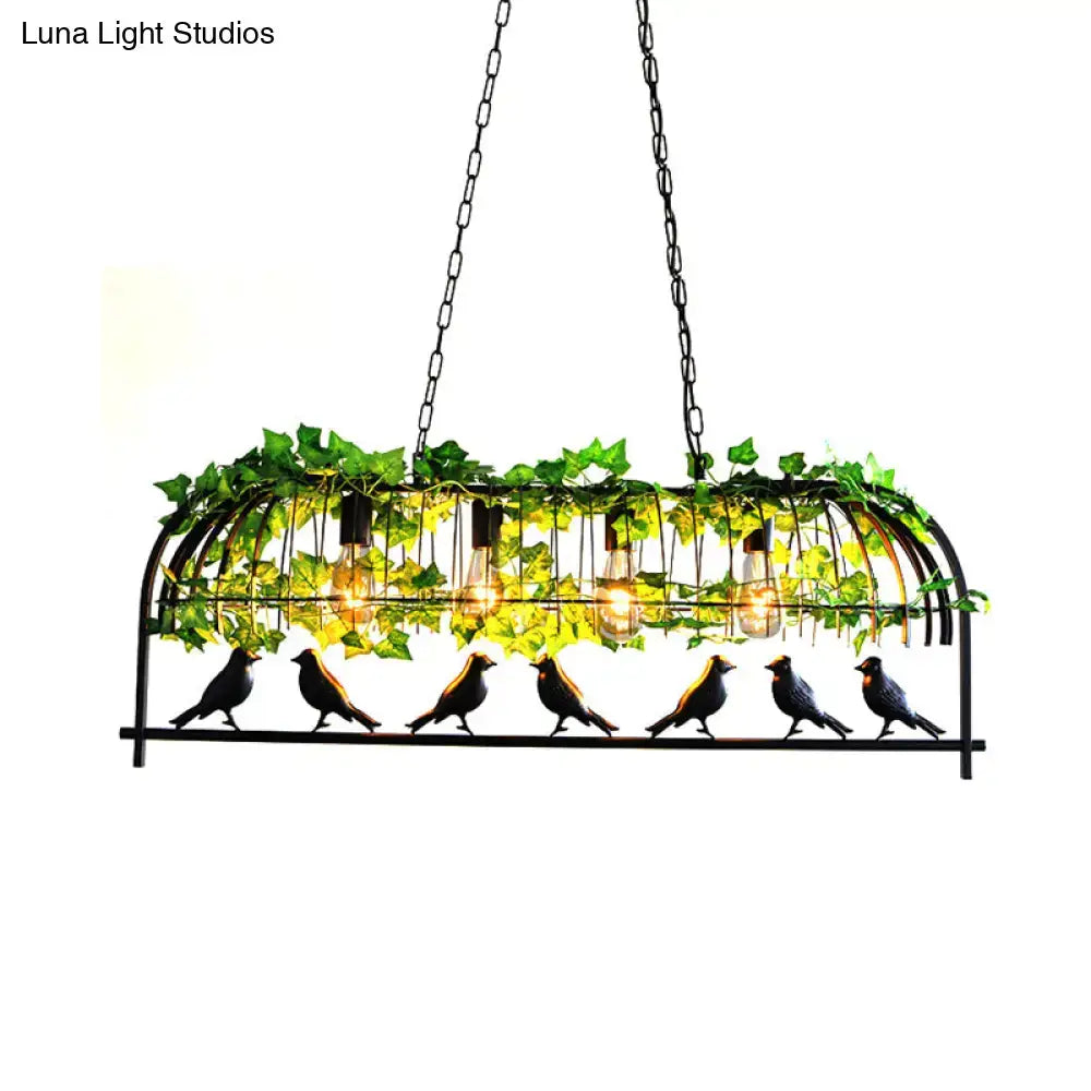 Industrial black metal bird cage dining room ceiling light