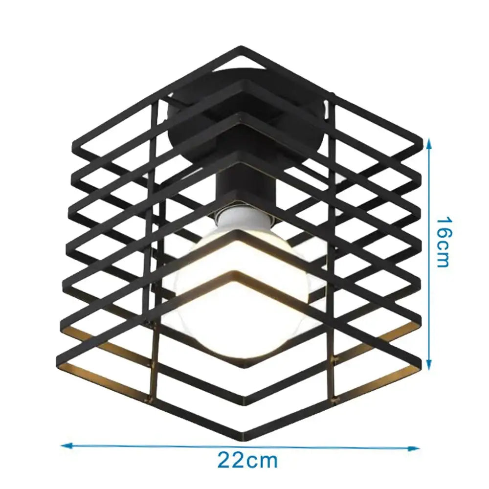 Industrial black metal cage ceiling light kitchen fixture