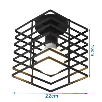 Industrial black metal cage ceiling light kitchen fixture
