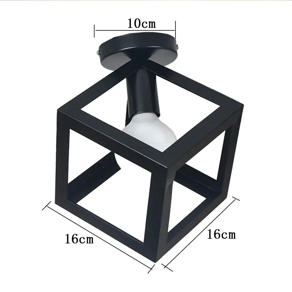 Industrial black metal cage ceiling light kitchen fixture