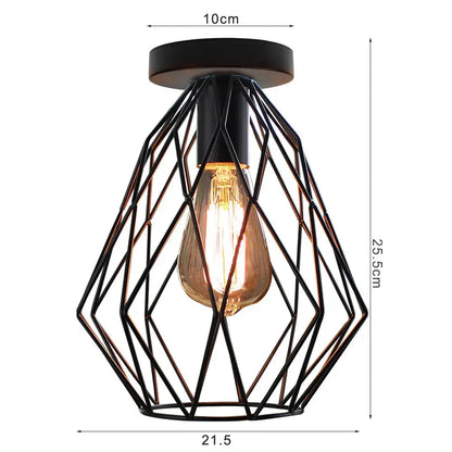 Industrial black metal cage ceiling light kitchen fixture