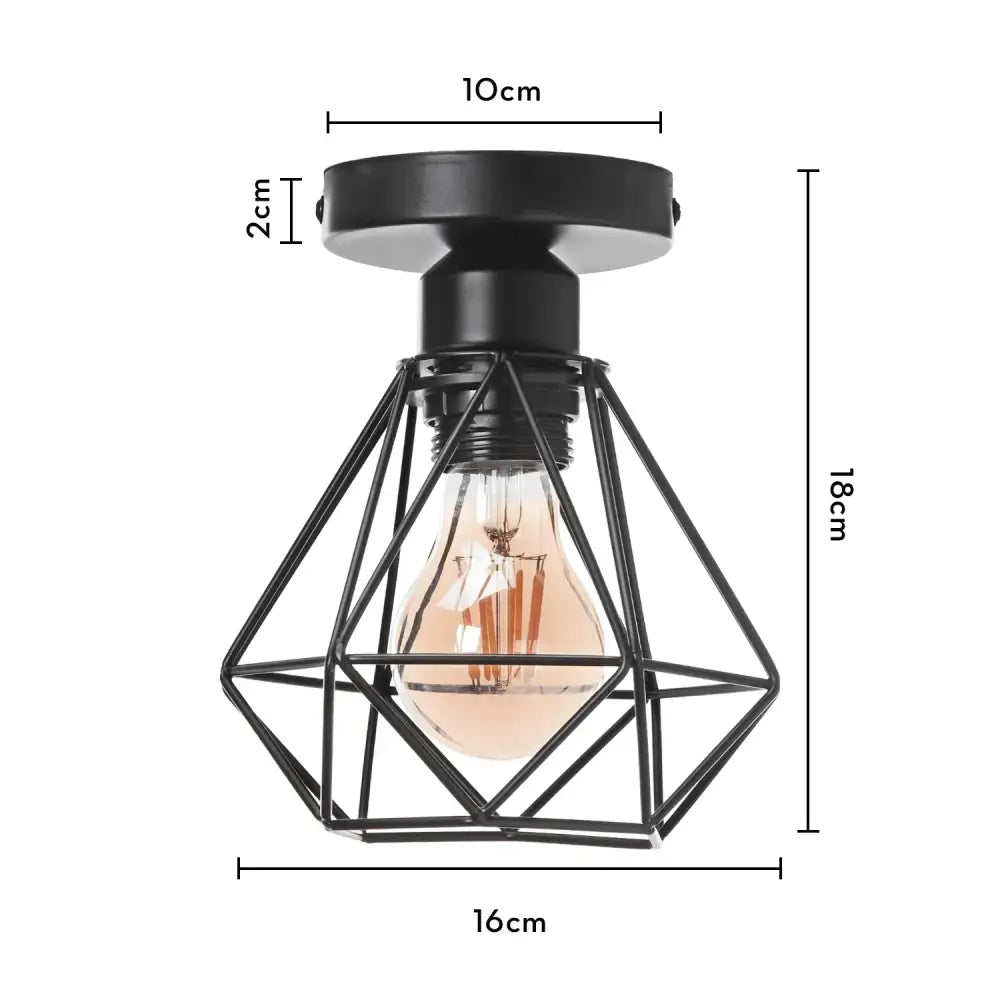 Industrial black metal cage ceiling light kitchen fixture