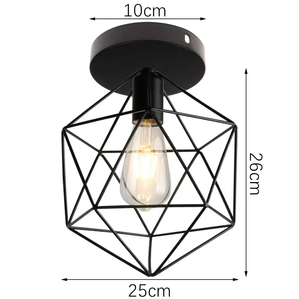 Industrial black metal cage ceiling light kitchen fixture