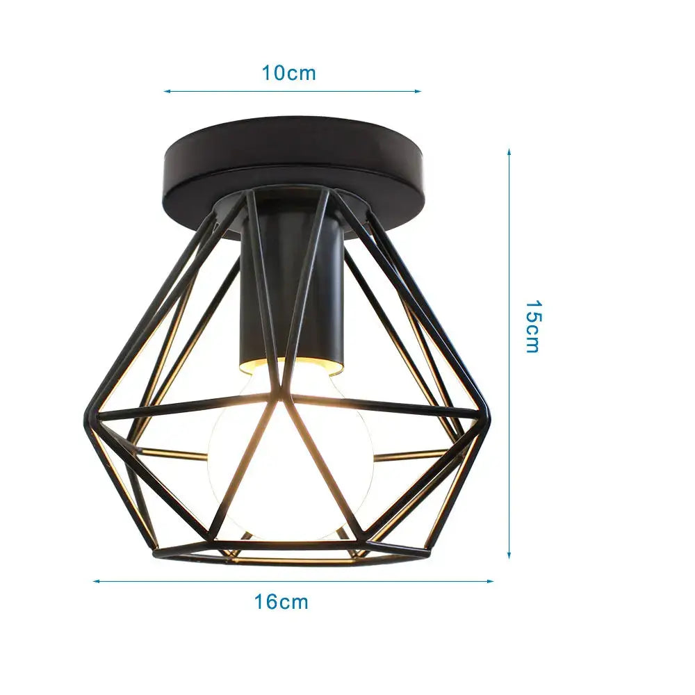 Industrial black metal cage ceiling light kitchen fixture