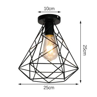 Industrial black metal cage ceiling light kitchen fixture