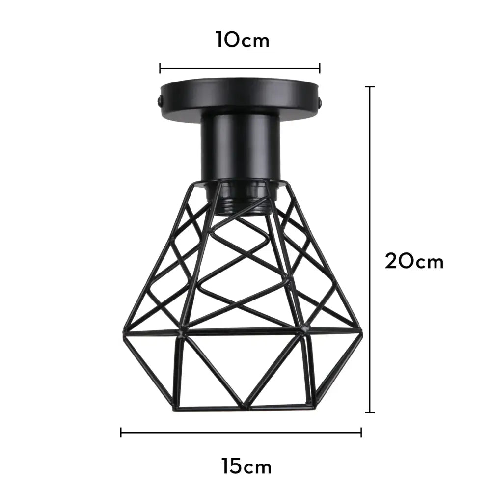 Industrial black metal cage ceiling light kitchen fixture