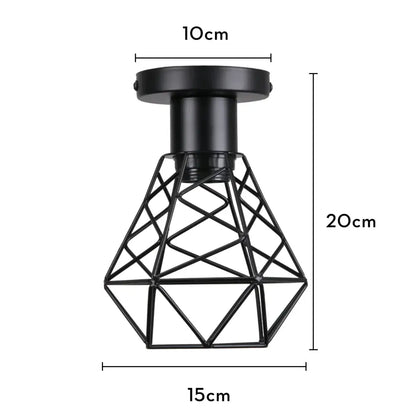 Industrial black metal cage ceiling light kitchen fixture