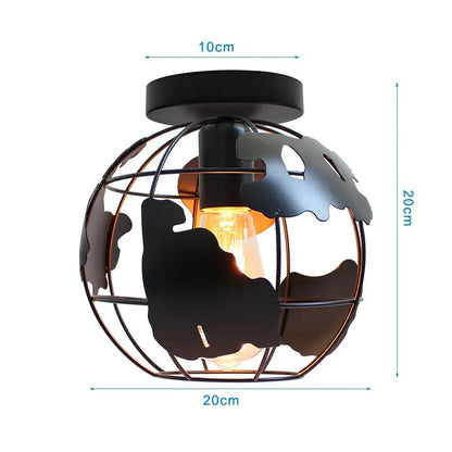 Industrial black metal cage ceiling light kitchen fixture