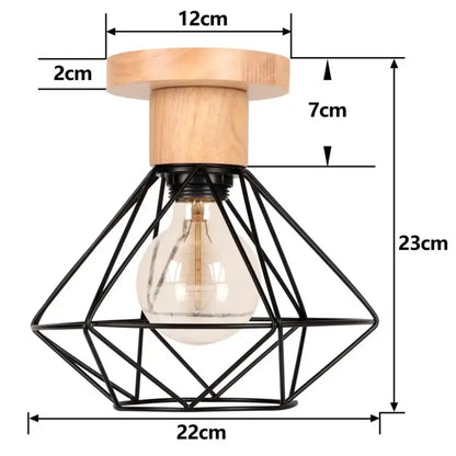 Industrial black metal cage ceiling light kitchen fixture