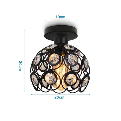 Industrial black metal cage ceiling light kitchen fixture