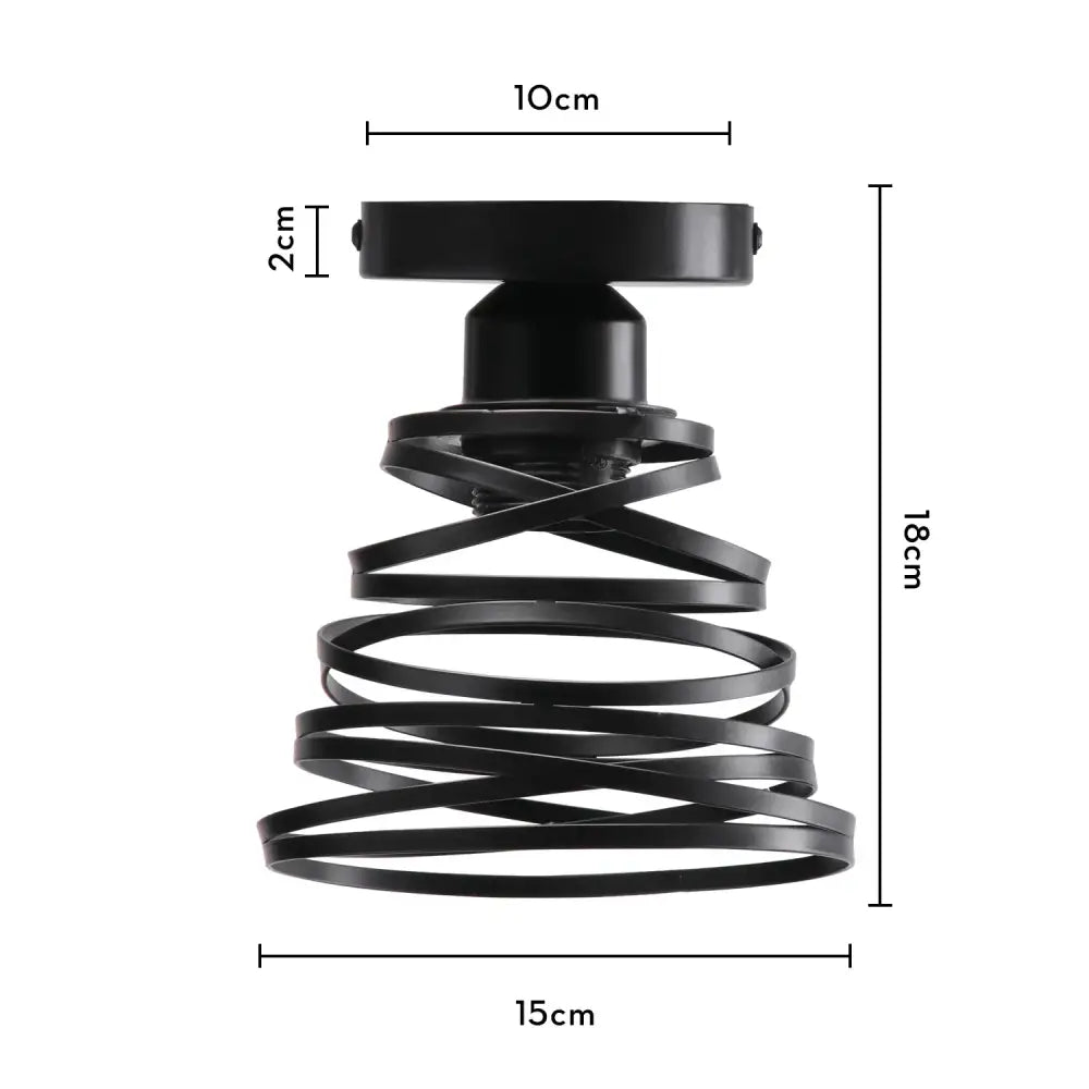 Industrial black metal cage ceiling light kitchen fixture