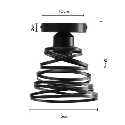 Industrial black metal cage ceiling light kitchen fixture
