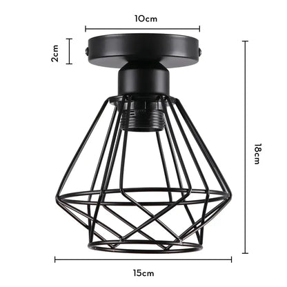 Industrial black metal cage ceiling light kitchen fixture