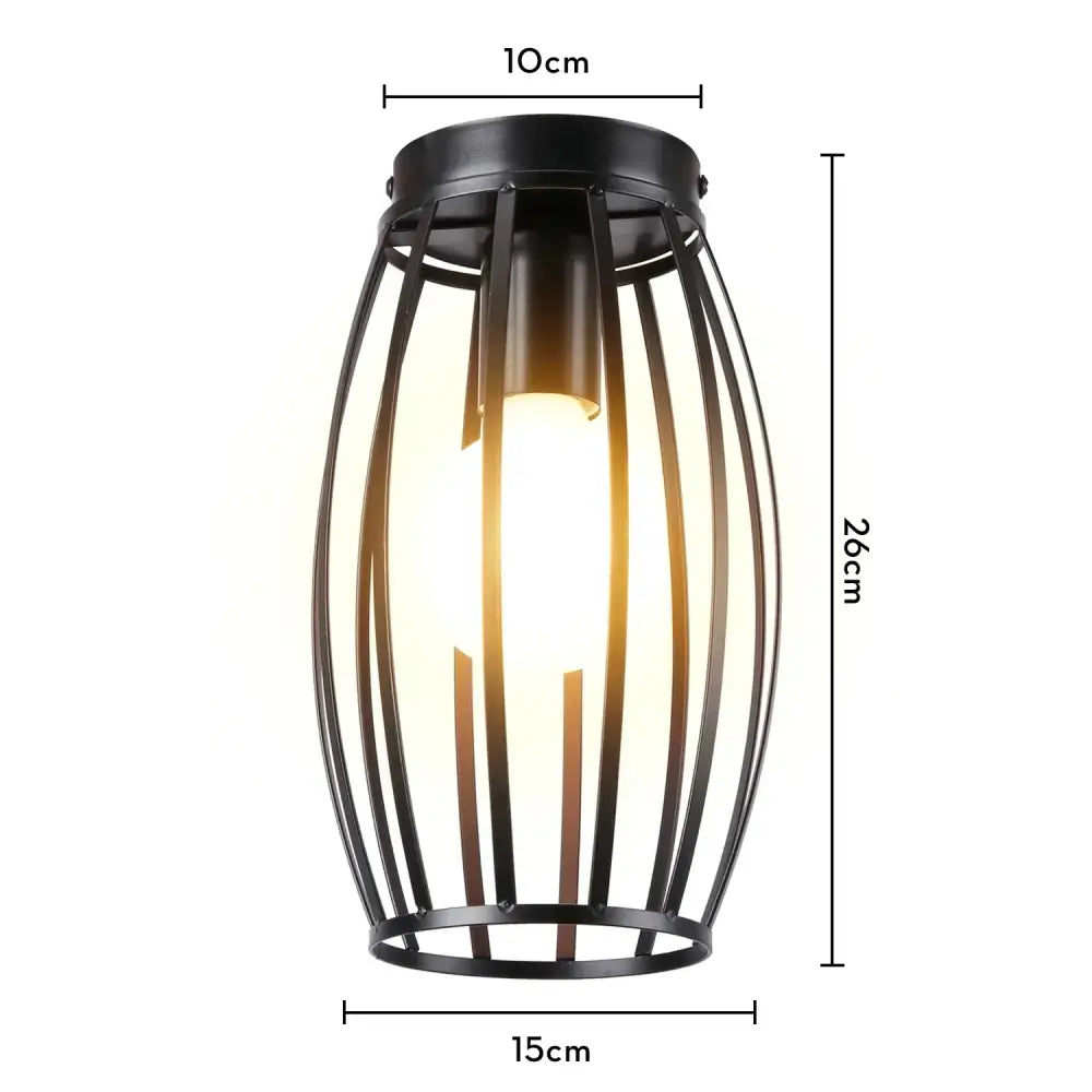 Industrial black metal cage ceiling light kitchen fixture
