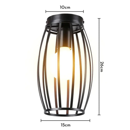 Industrial black metal cage ceiling light kitchen fixture