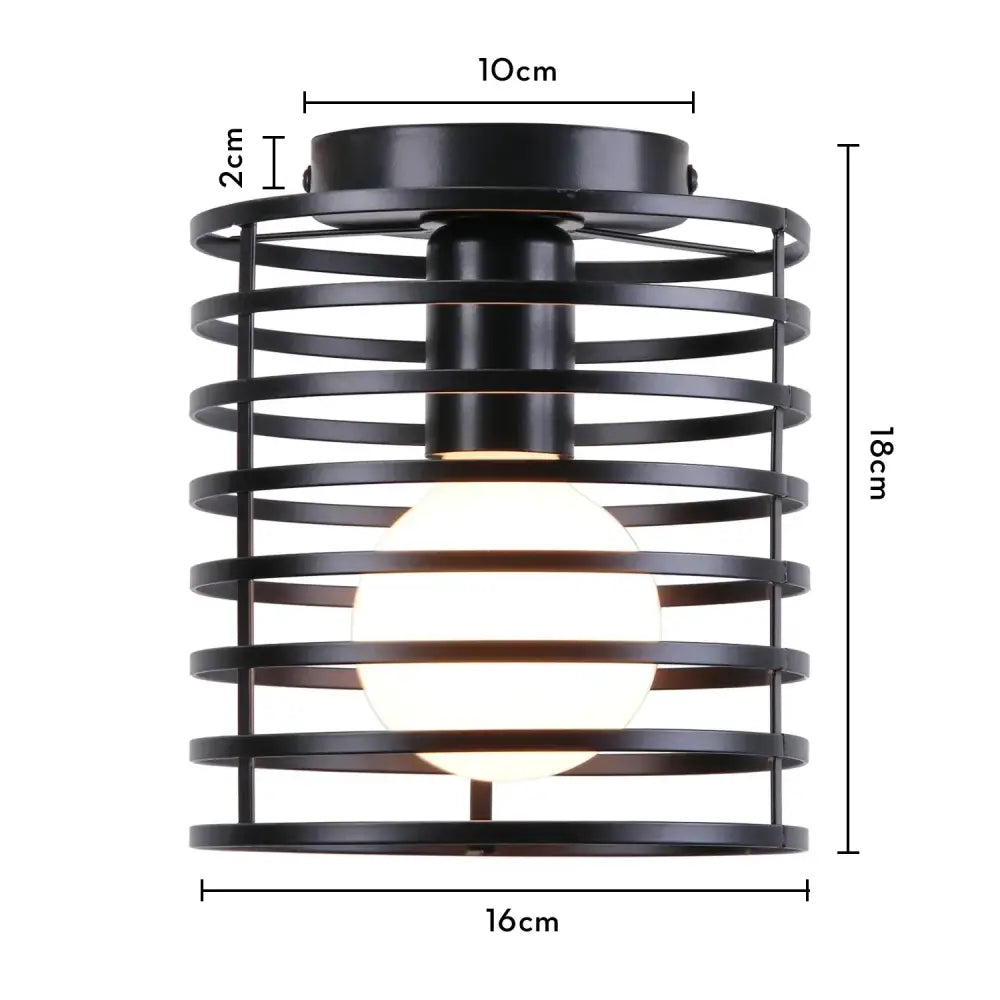 Industrial black metal cage ceiling light kitchen fixture