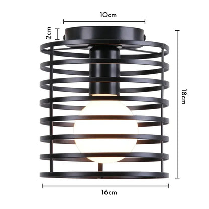 Industrial black metal cage ceiling light kitchen fixture