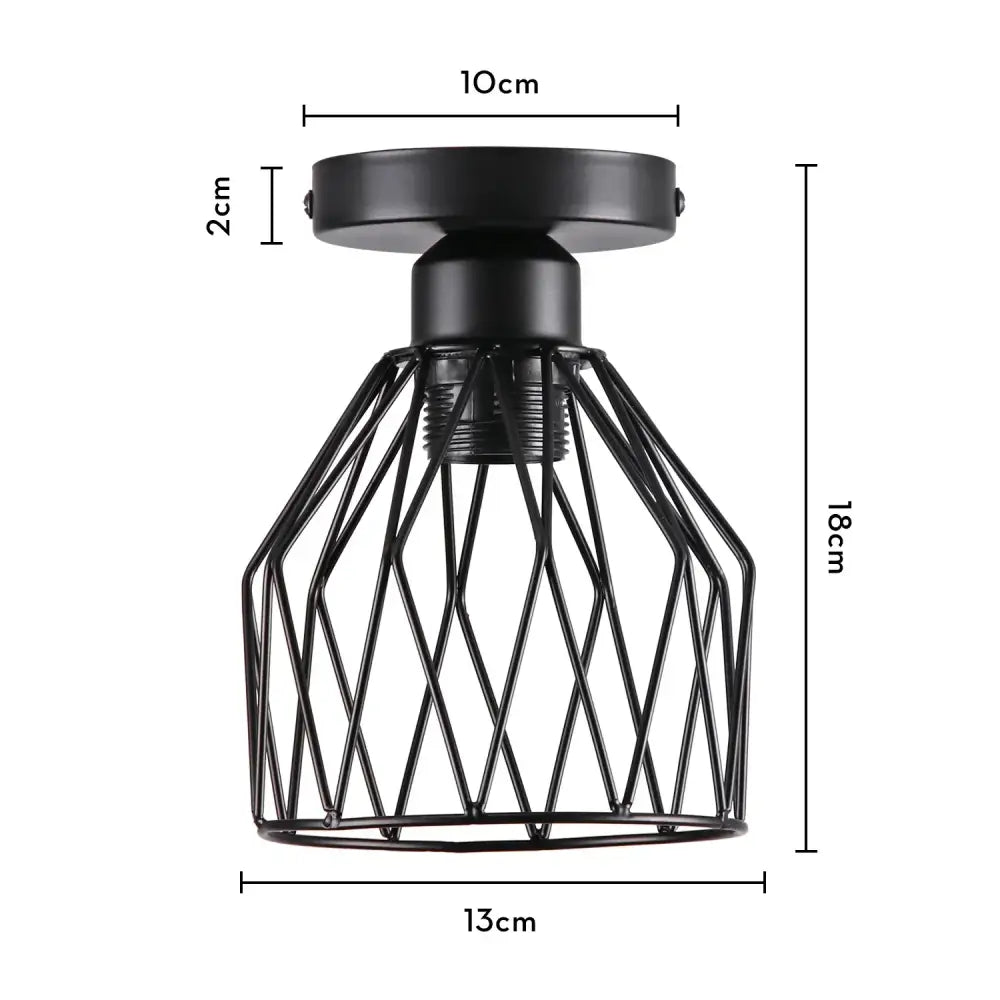 Industrial black metal cage ceiling light kitchen fixture