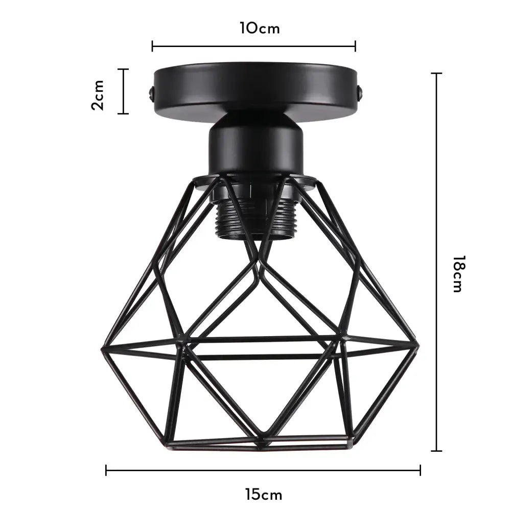 Industrial black metal cage ceiling light kitchen fixture