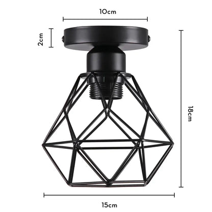 Industrial black metal cage ceiling light kitchen fixture