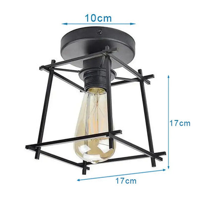 Industrial black metal cage ceiling light kitchen fixture