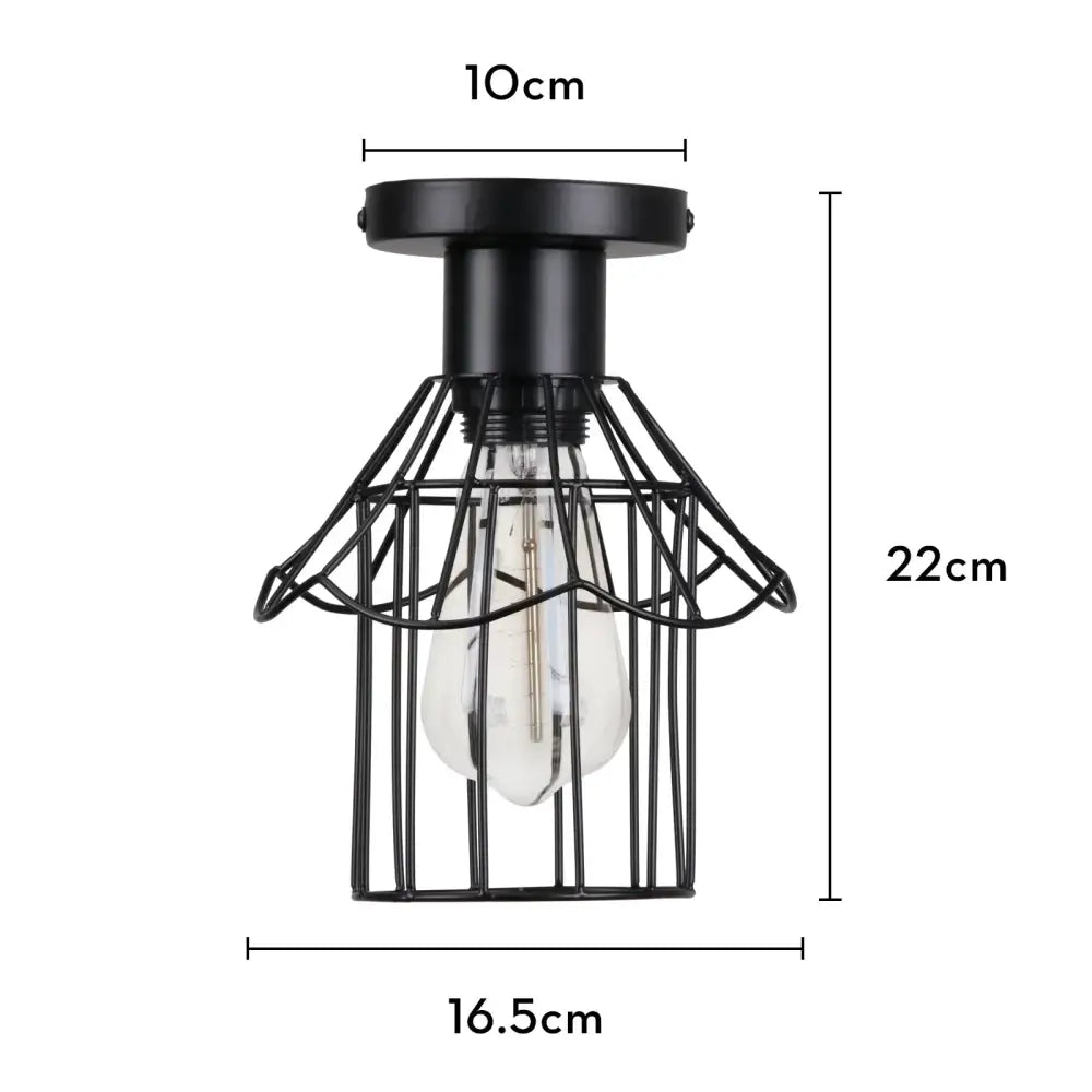 Industrial black metal cage ceiling light kitchen fixture