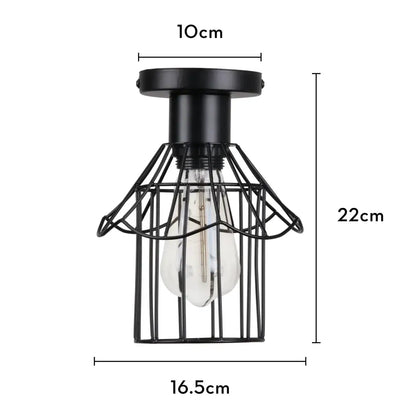 Industrial black metal cage ceiling light kitchen fixture