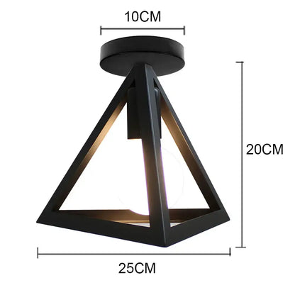 Industrial black metal cage ceiling light kitchen fixture