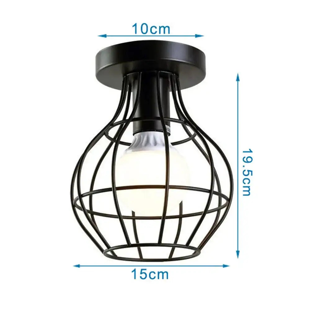 Industrial black metal cage ceiling light kitchen fixture