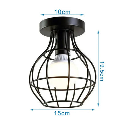 Industrial black metal cage ceiling light kitchen fixture