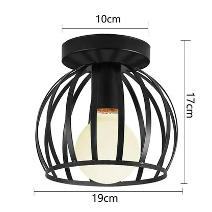 Industrial black metal cage ceiling light kitchen fixture