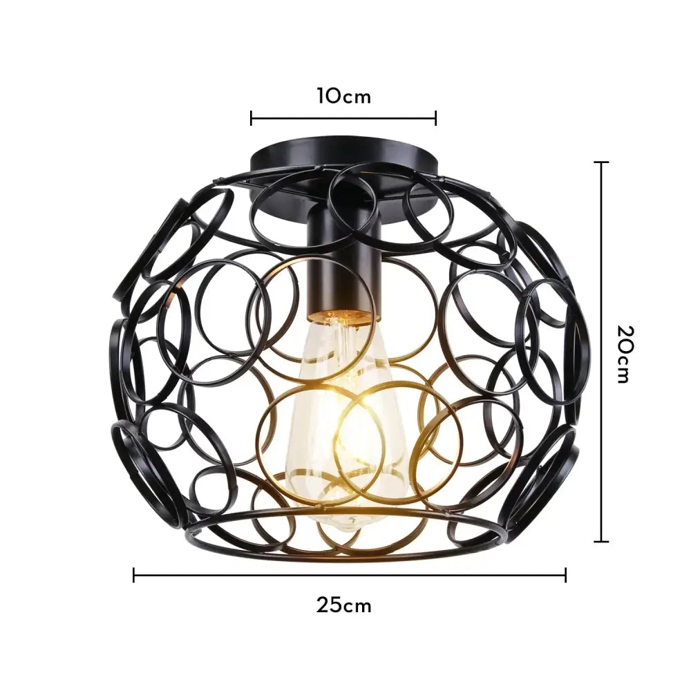 Industrial black metal cage ceiling light kitchen fixture