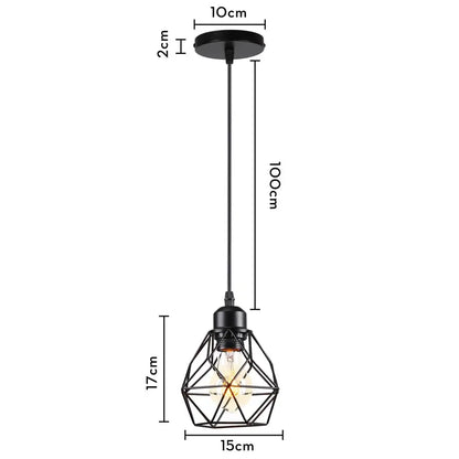Industrial black metal cage mini pendant light dining room
