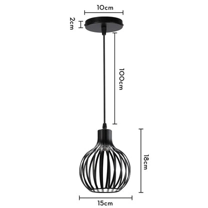 Industrial black metal cage mini pendant light dining room