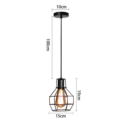 Industrial black metal cage pendant light kitchen decor