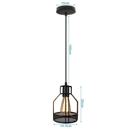 Industrial black metal cage pendant light kitchen decor