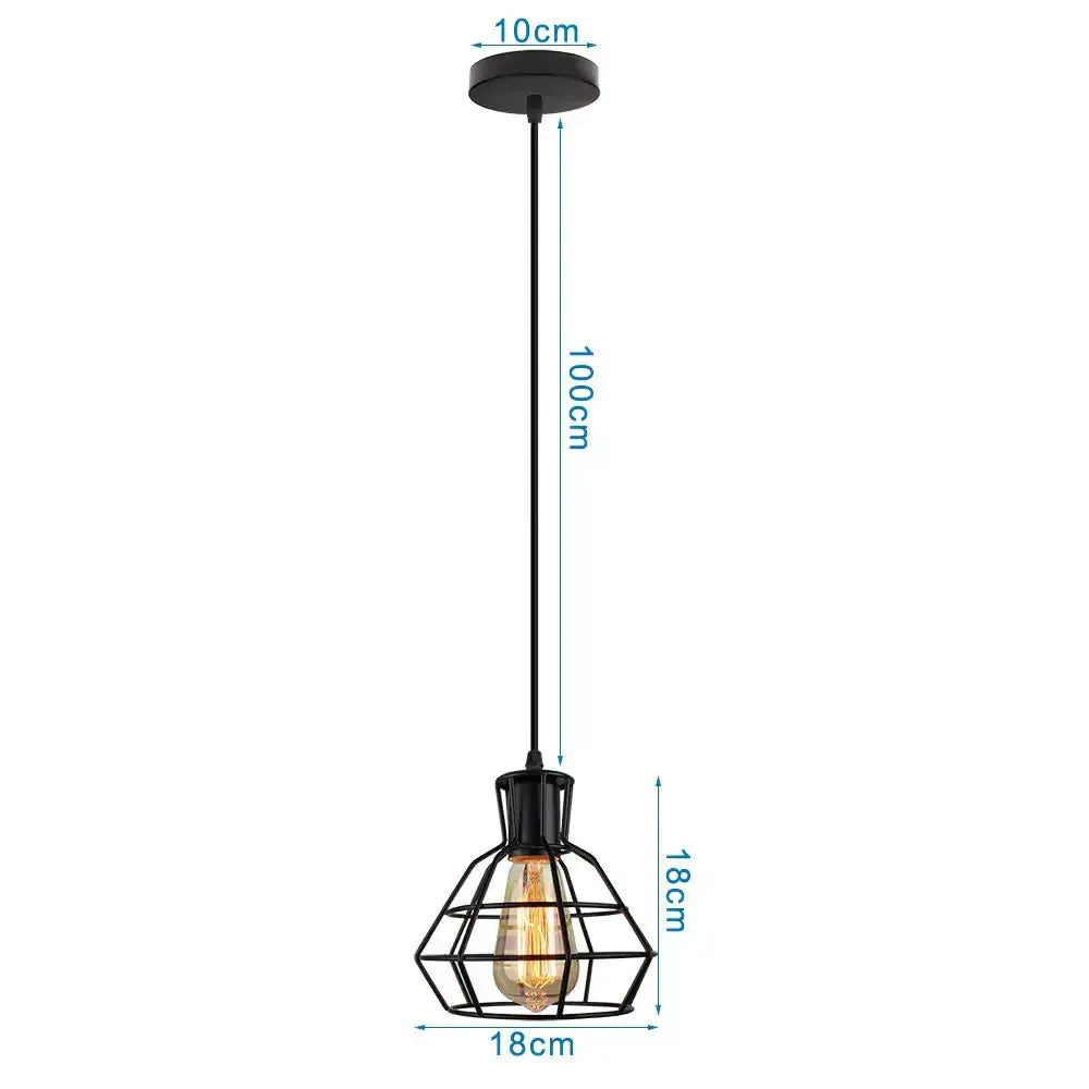 Industrial black metal cage pendant light kitchen decor