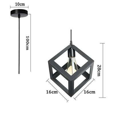 Industrial black metal cage pendant light kitchen decor