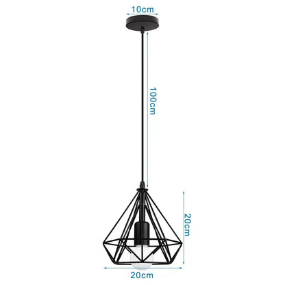 Industrial black metal cage pendant light kitchen decor