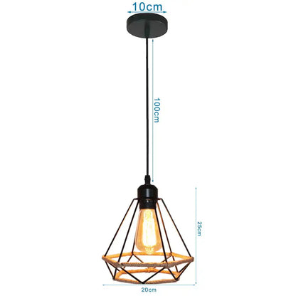 Industrial black metal cage pendant light kitchen decor