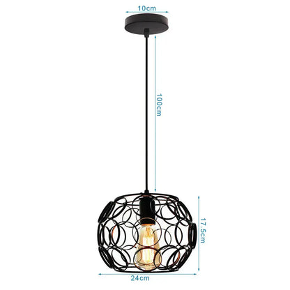 Industrial black metal cage pendant light kitchen decor