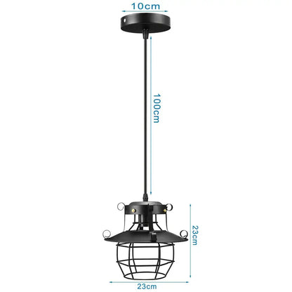 Industrial black metal cage pendant light kitchen decor