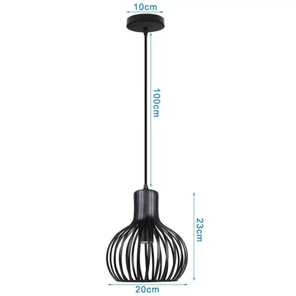 Industrial black metal cage pendant light kitchen decor