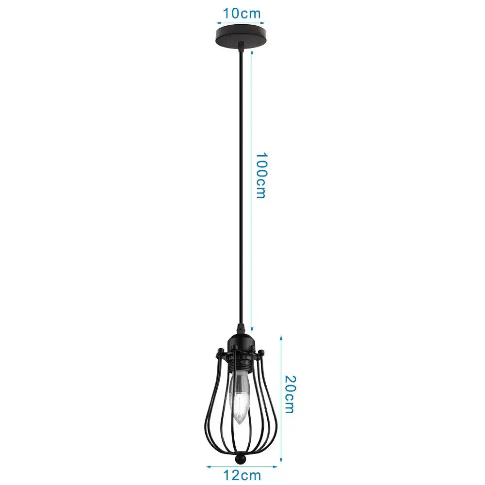 Industrial black metal cage pendant light kitchen decor