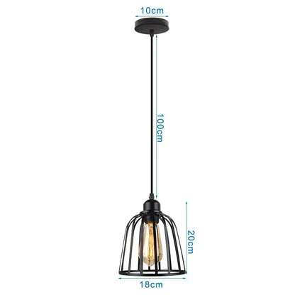 Industrial black metal cage pendant light kitchen decor