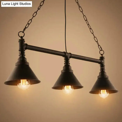 Industrial black metal conical hanging ceiling light dining room