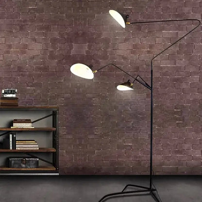 Industrial black metal floor lamp living room three light tripod